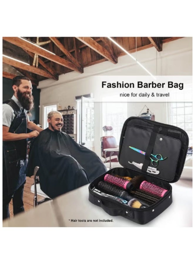 Hair Scissors Case Salon Scissors Storage Bag Stylish and Durable Hairdressing Tool Organizer Multi Layer Space Storage Magnet Buckle Design for Salon Barber Hair Stylist Black - Image 3