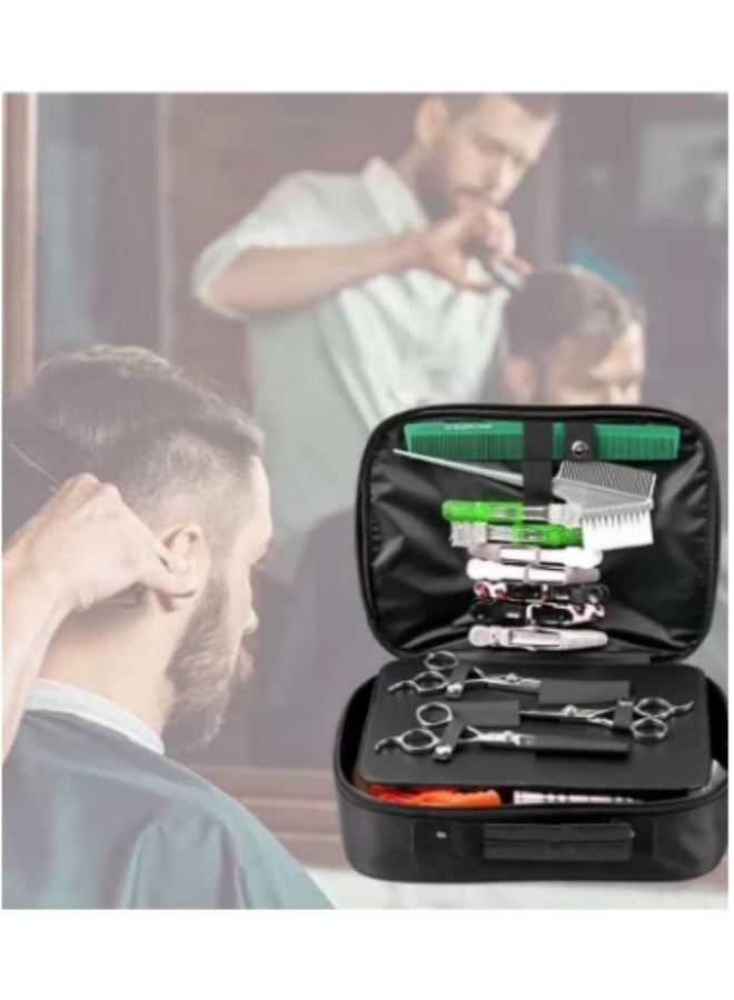 Hair Scissors Case Salon Scissors Storage Bag Stylish and Durable Hairdressing Tool Organizer Multi Layer Space Storage Magnet Buckle Design for Salon Barber Hair Stylist Black - Image 4