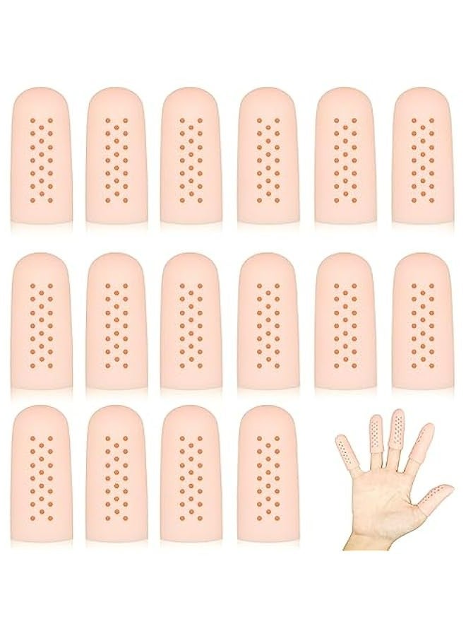Generic 16-Piece Gel Finger Cots with Air Holes, Breathable Finger Protectors for Finger Tips - Caps Gloves for Wound, Cracking. - Image 1