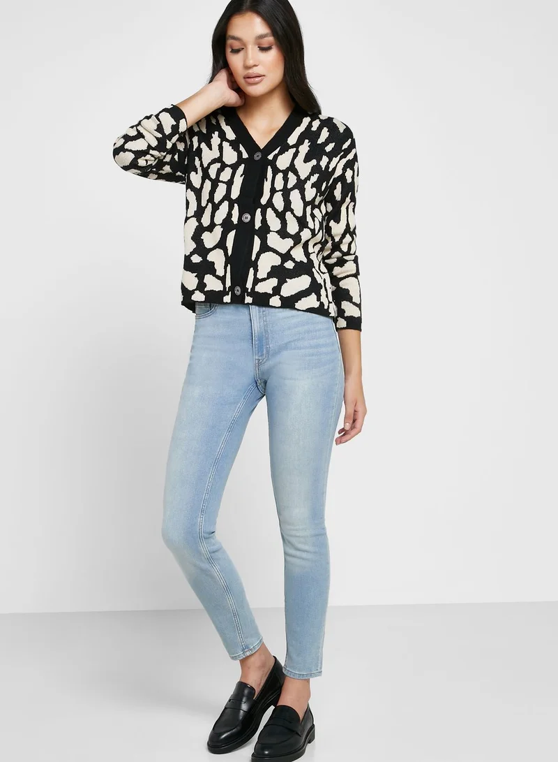 ELLA Printed Intarsia Cardigan