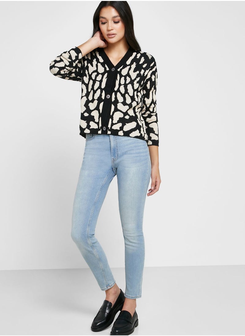 ELLA - Printed Intarsia Cardigan - Image 1