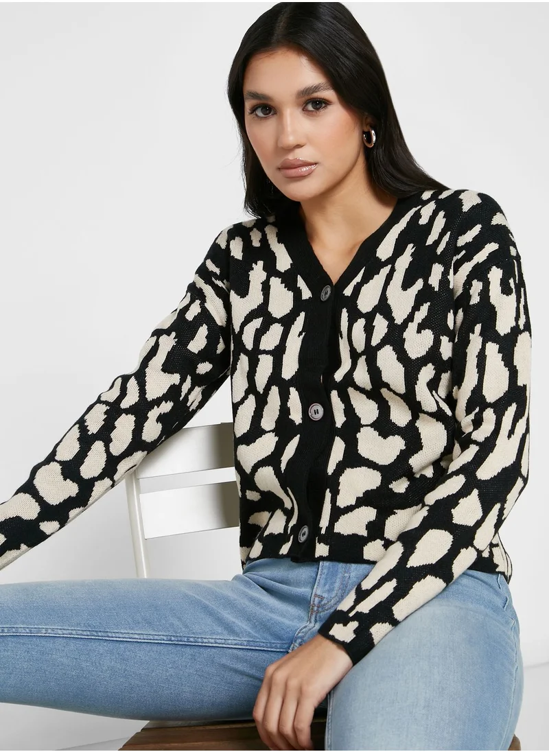 ELLA Printed Intarsia Cardigan