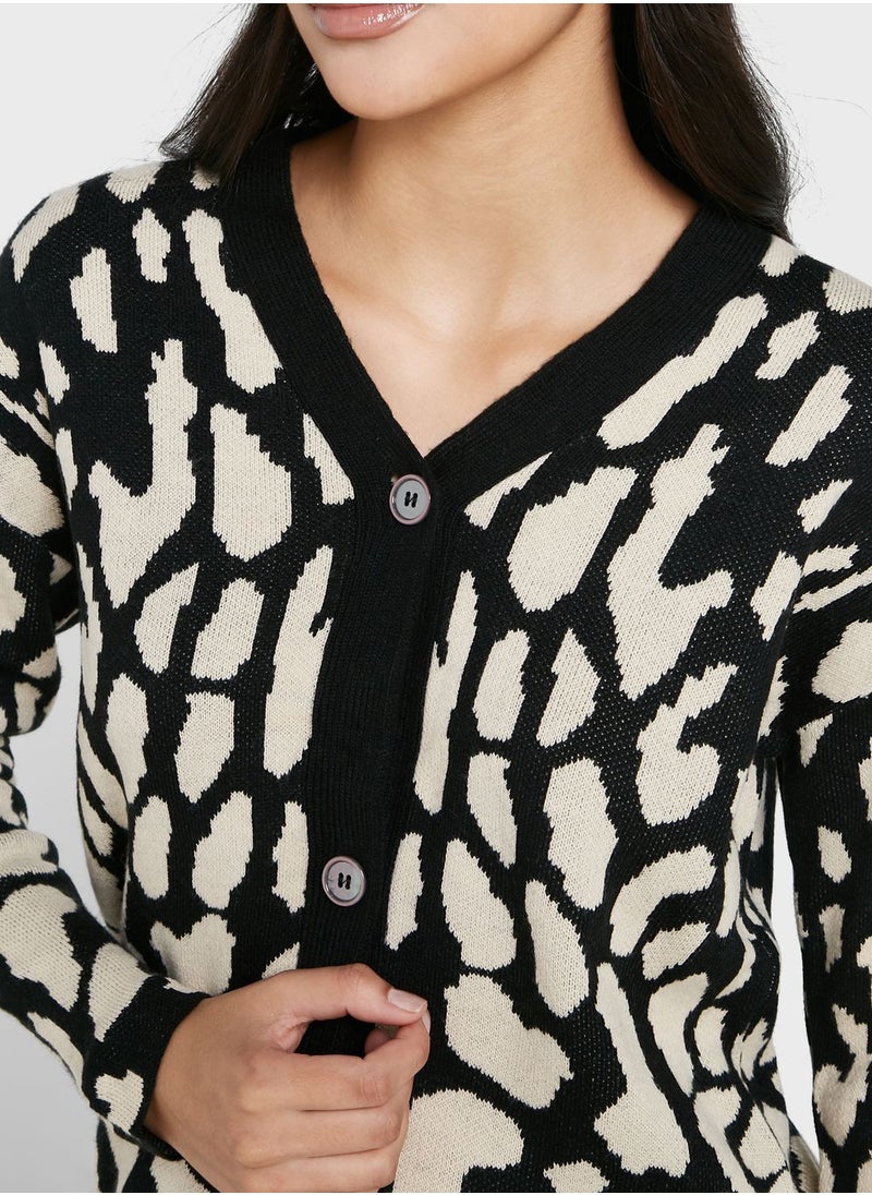 ELLA - Printed Intarsia Cardigan - Image 1