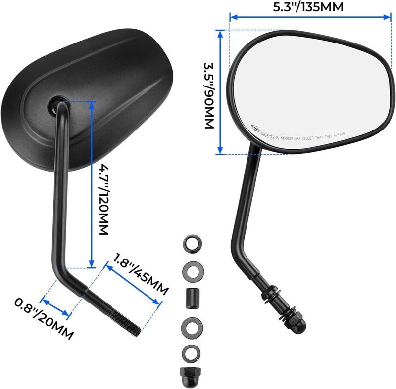VPZMT 8mm Teardrop Rearview Mirrors Compatible with Harley Road King CVO Road Street Tri Glide Freewheeler Street XG500 XG750 Sportster XL883 1200 Softail Street Bob (Black) - Image 3