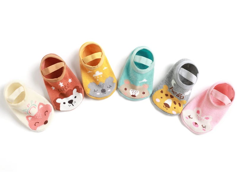 Zumou Baby Non Skid Anti Slip Socks for Toddler Girls Slipper No Show 0-36 Months 6 Pairs (0-12month, Lionet) - Image 1