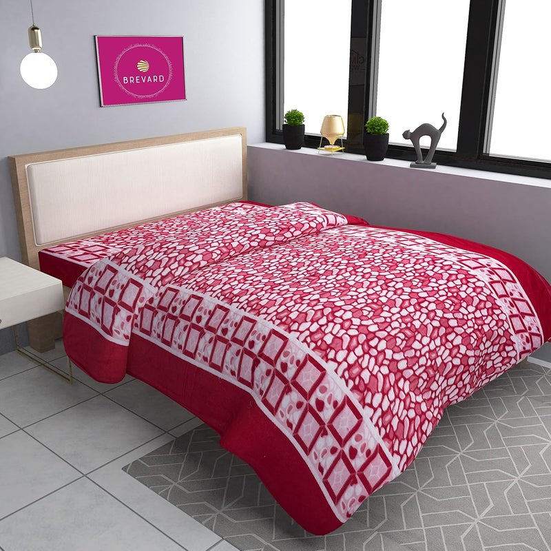 BREVARD BREVARD Single Bed Woolen Fabric Geometric Quilt CoverDuvet CoverRajai CoverBlanket Cover for Winters 70 X 90 Inches Brown and Red Combo of 2  - Image 3