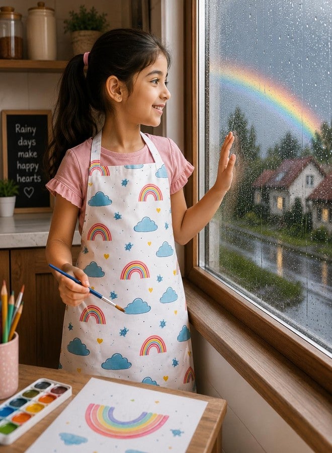 JYOTEX Cotton Printed Kids Apron | Pack of 1 | - for 4 to 9 Years Boys & Girls (Sky Turtle)