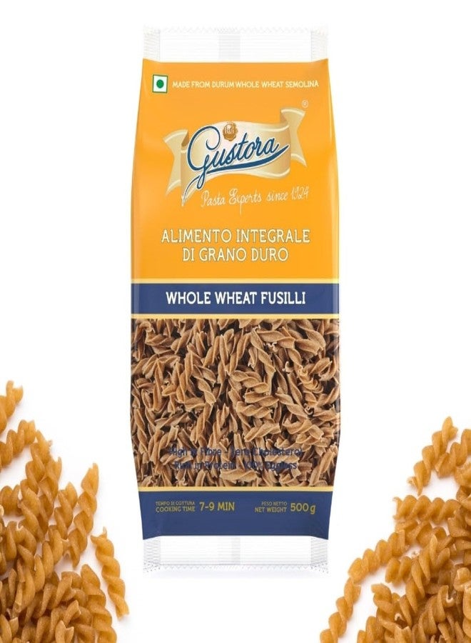GUSTORA Whole Wheat Fusilli Pasta, 500g I Spiral Pasta Made of Durum Wheat Semolina I Rich in Protein & Fibre I Zero cholesterol I Vegetarian I No Trans-Fat I Cooking Time 10 Min (500g) - Image 5
