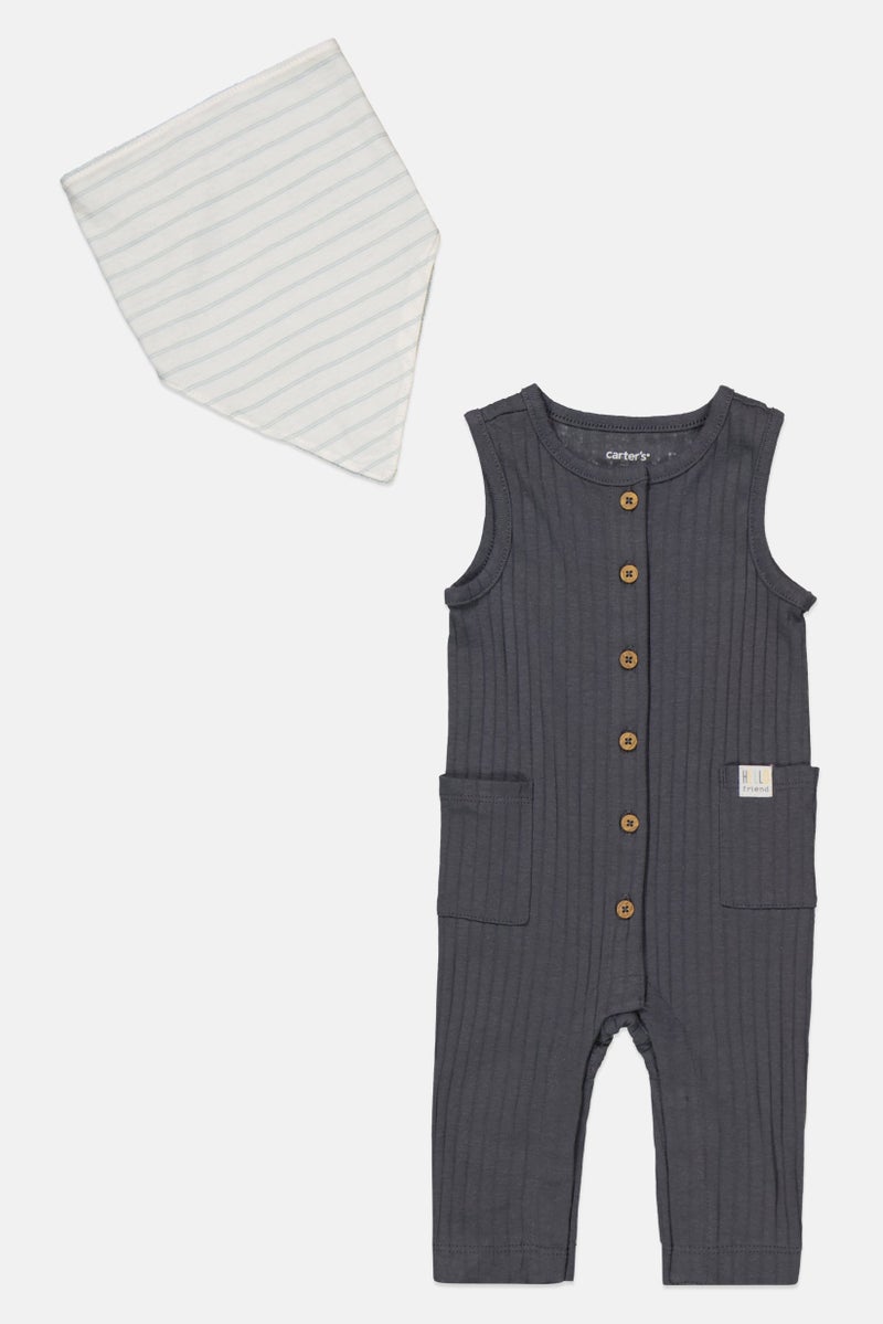 carter's جمبسوت بدون أكمام برقبة دائرية للأولاد الصغار، رمادي غامق - Image 1