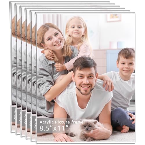 DZZ Clear Acrylic Frames Set of 6  High Transparent 85 x 11 Picture Frames for Wall Photo Poster Canvas Certificate Document Gallery