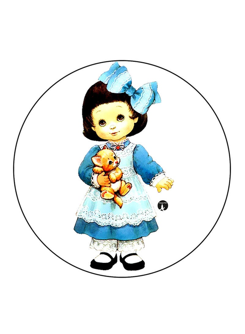 RKN Girl Printed Mouse Pad  Round  Multicolour