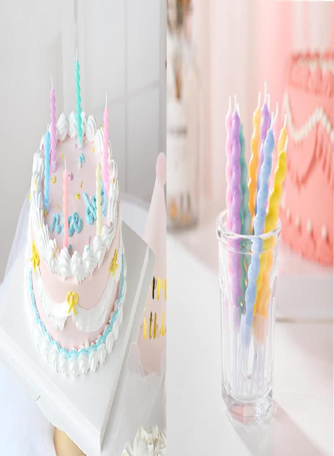 T-shin Candy Coloured Spiral Candles Set,Colorful Happy Birthday Candles,Twisty Curly Coil Candles,Creative Fun Long Thin Wedding Birthday Candles Set,Party Supplies,Cake Decoration,6 Pack  - Image 3