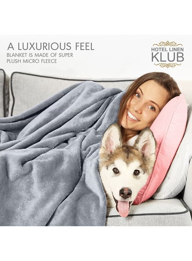 فيجن بطانية فلانل من الصوف الدقيق، 375 جرام لكل متر مربع - بطانية فائقة النعومة، بطانية سرير خفيفة الوزن ومريحة لجميع الفصول، رمادي، 200×230 سم - Image 2