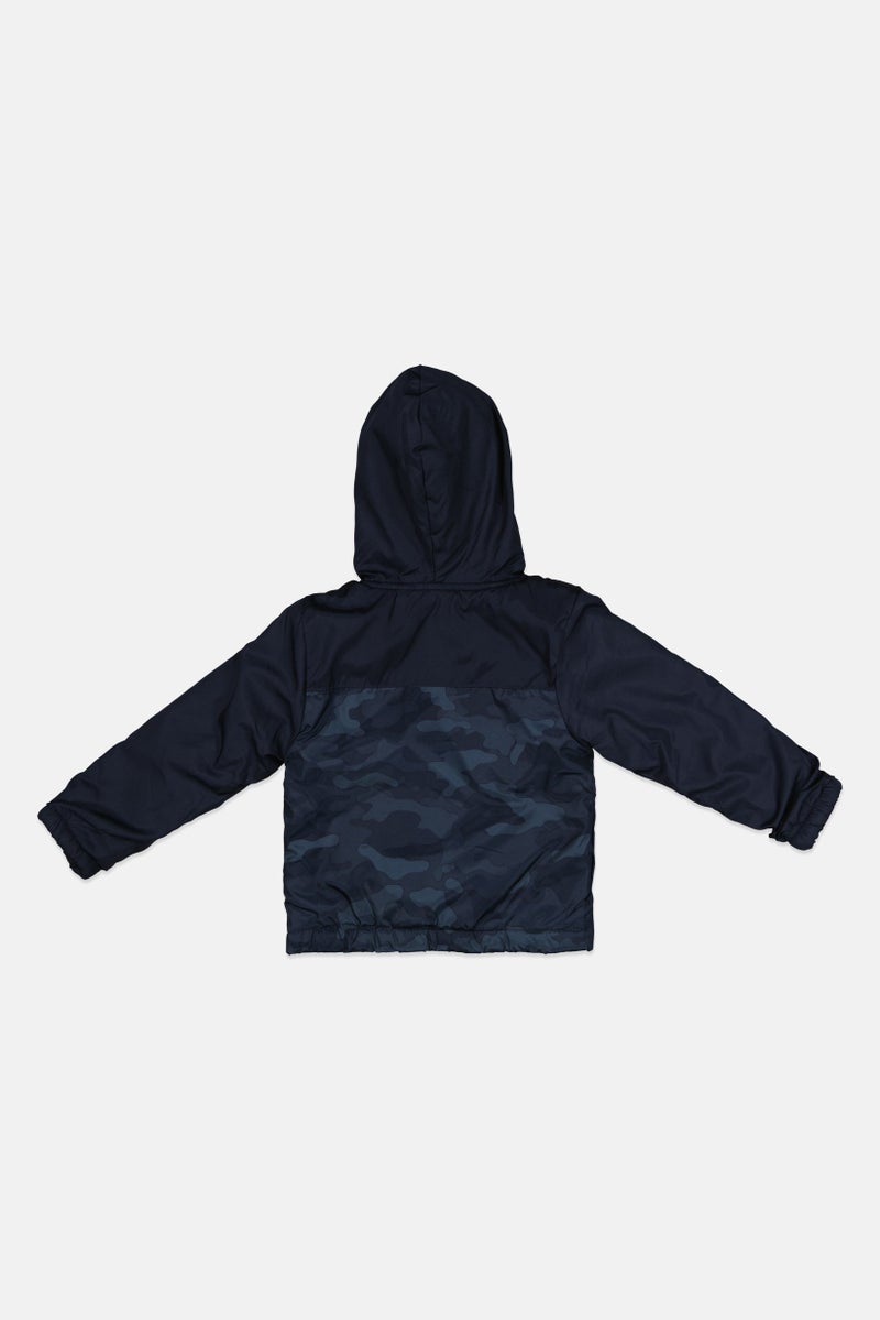 Body Glove Toddler Girl Hooded Brand Logo Puffer Jacket, Navy Combo - Image 2