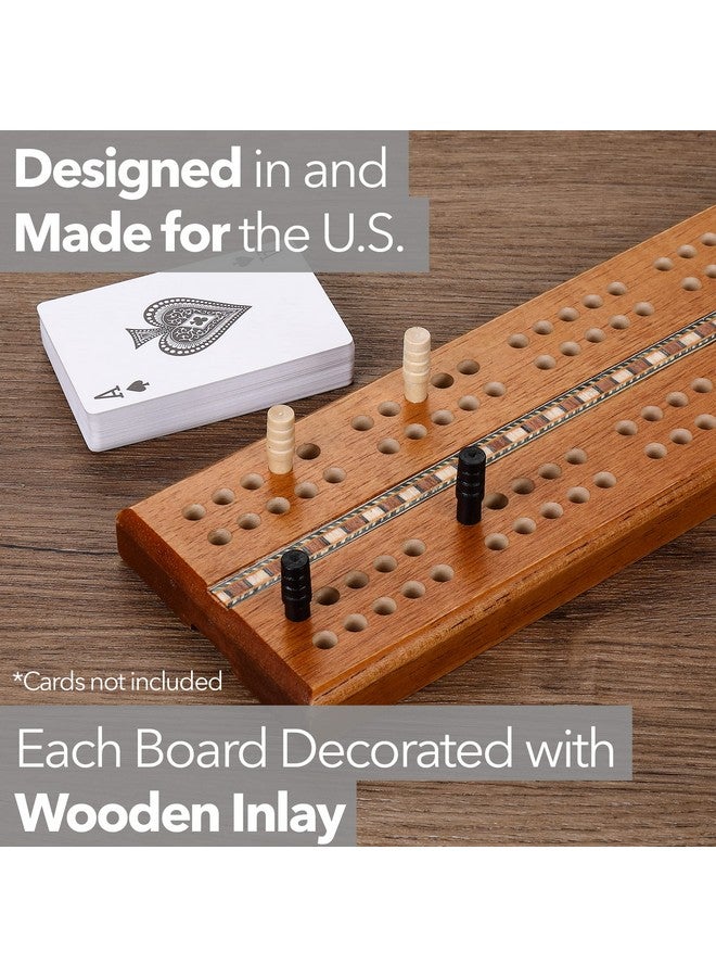 Sterling Games Extra Large Extra Long Cribbage 16" Wooden Game Board 2 Persons Double Track Board with 1/4" Holes and Italian Inlaid, Large Wooden Pegs Great for Seniors and Children - Image 5