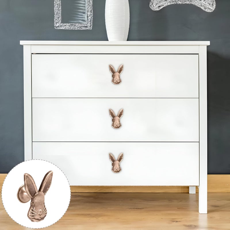 Furniture Handles - Decorative Rabbit-Shaped Knobs in Zinc Alloy for Kitchen Cabinets, Closets, Dressers, and Wardrobes, Easy to Install with Screws and Hardware Accessories (color-ancient tin) - Image 5