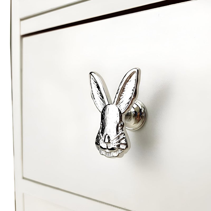 Furniture Handles - Decorative Rabbit-Shaped Knobs in Zinc Alloy for Kitchen Cabinets, Closets, Dressers, and Wardrobes, Easy to Install with Screws and Hardware Accessories (color-ancient tin) - Image 4