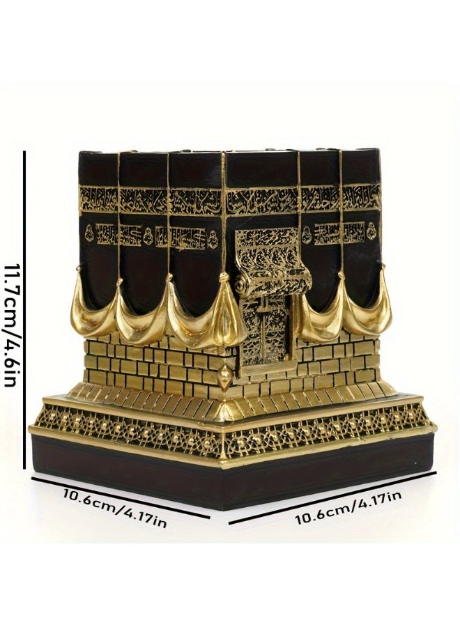 مجسم الكعبة المشرفة الفاخر - تحفة إسلامية باللونين الأسود والذهبي، ديكور مثالي لرمضان والعيد، هدية تذكارية إسلامية أنيقة للمكتب والمنزل - Image 1