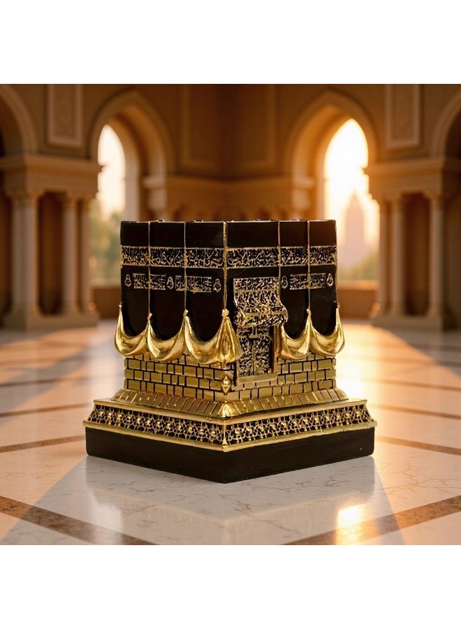 مجسم الكعبة المشرفة الفاخر - تحفة إسلامية باللونين الأسود والذهبي، ديكور مثالي لرمضان والعيد، هدية تذكارية إسلامية أنيقة للمكتب والمنزل - Image 4