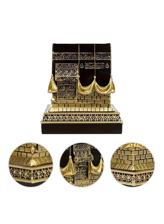 مجسم الكعبة المشرفة الفاخر - تحفة إسلامية باللونين الأسود والذهبي، ديكور مثالي لرمضان والعيد، هدية تذكارية إسلامية أنيقة للمكتب والمنزل - Image 5