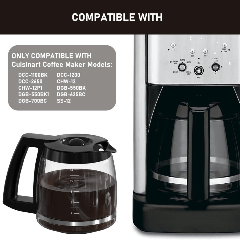 Colidier 12-Cup Coffee Pot Replacement Compatible with Cuisinart Coffee Maker Models SS-12, SS-15, SS-16, DCC-1100BK, DCC-1200, DCC-2650, CHW-12P1, DGB-400, DGB-550BK, DGB-550BK1, DGB-625BC and DGB-700BC - Image 2