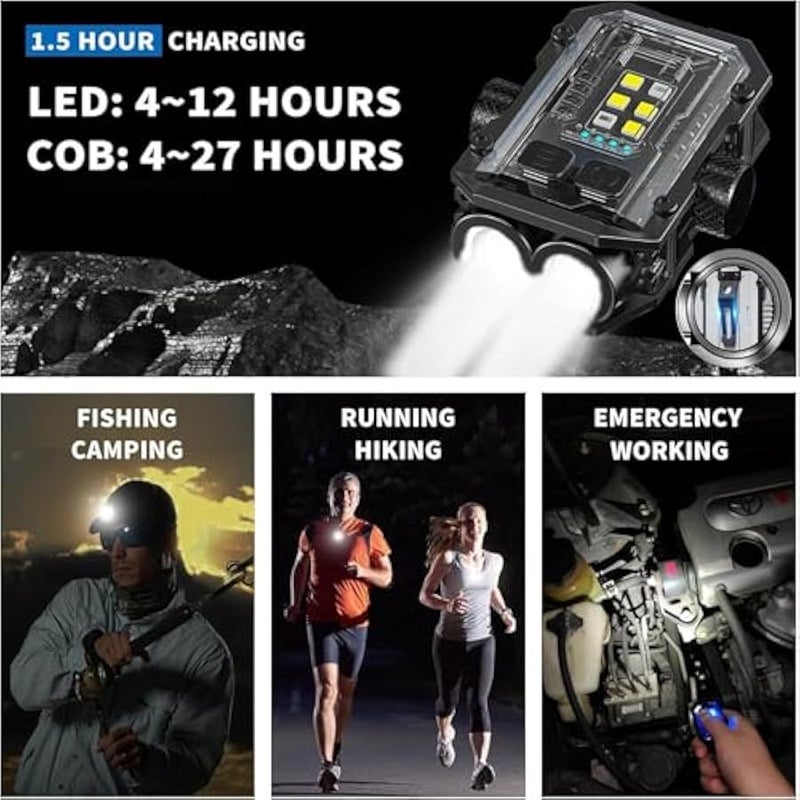 Mini Flashlight - Small Powerful LED EDC Flashlight with 360°Magnet, Red/Blue COB Side Light, USB-C Rechargeable, Clip On Pocket Light for Hiking, Camping, Emergency (Water Resistant) (Black) - Image 4