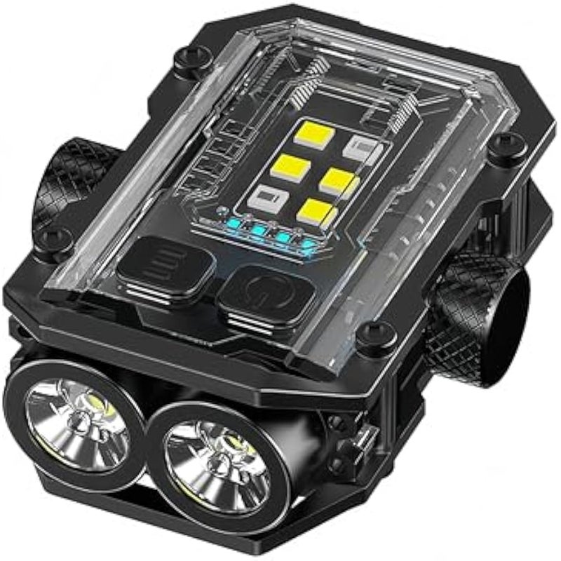 Mini Flashlight - Small Powerful LED EDC Flashlight with 360°Magnet, Red/Blue COB Side Light, USB-C Rechargeable, Clip On Pocket Light for Hiking, Camping, Emergency (Water Resistant) (Black) - Image 1