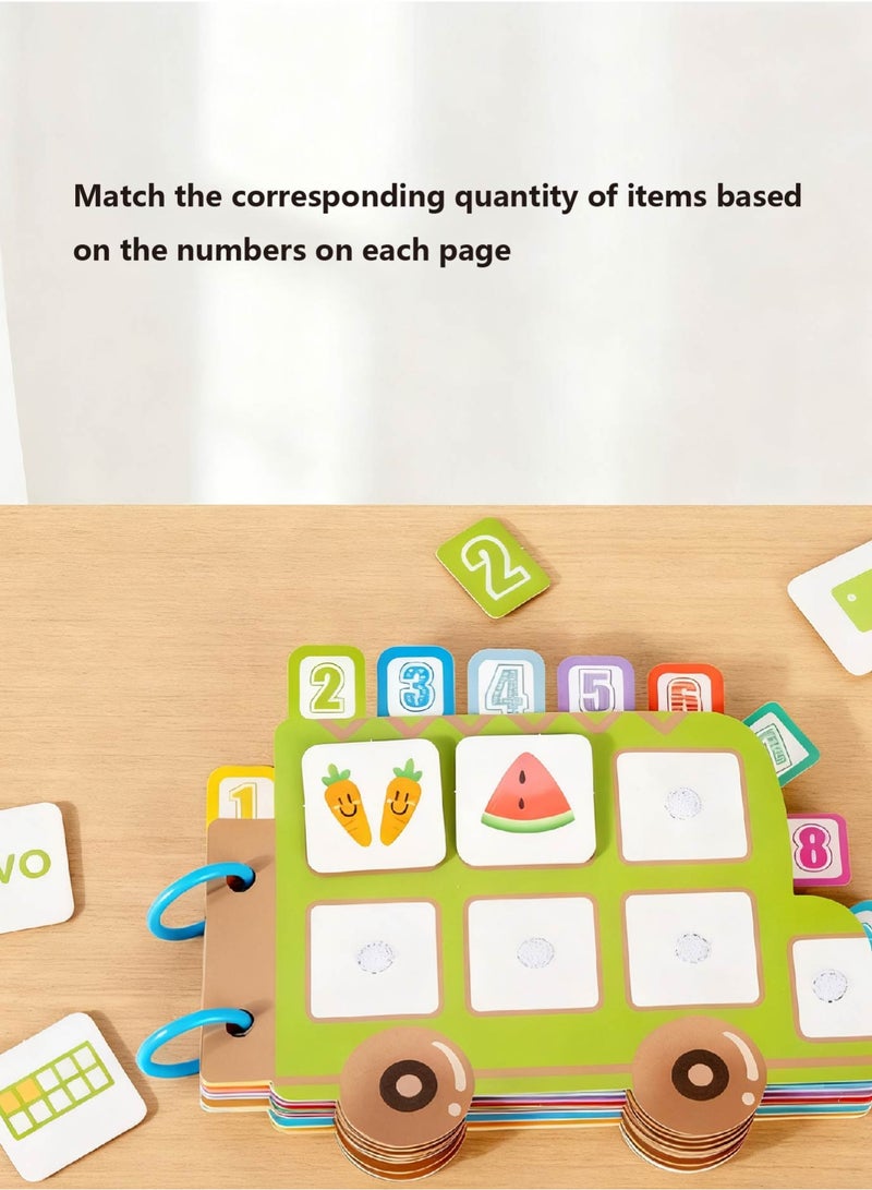 كتاب الأرقام الهادئ للصغار - كتاب نشاط تعليمي قابل لإعادة الاستخدام للقص واللصق، لعبة تنمية المهارات الحركية الدقيقة وتعلم العد للرياضيات المبكرة للأطفال من 3-5 سنوات - Image 2