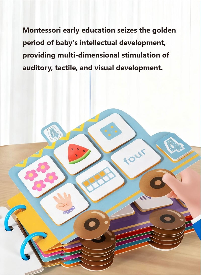 كتاب الأرقام الهادئ للصغار - كتاب نشاط تعليمي قابل لإعادة الاستخدام للقص واللصق، لعبة تنمية المهارات الحركية الدقيقة وتعلم العد للرياضيات المبكرة للأطفال من 3-5 سنوات - Image 3