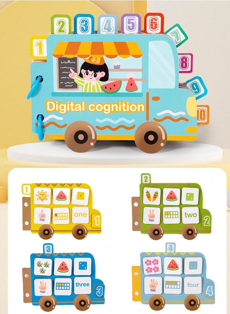 كتاب الأرقام الهادئ للصغار - كتاب نشاط تعليمي قابل لإعادة الاستخدام للقص واللصق، لعبة تنمية المهارات الحركية الدقيقة وتعلم العد للرياضيات المبكرة للأطفال من 3-5 سنوات - Image 5