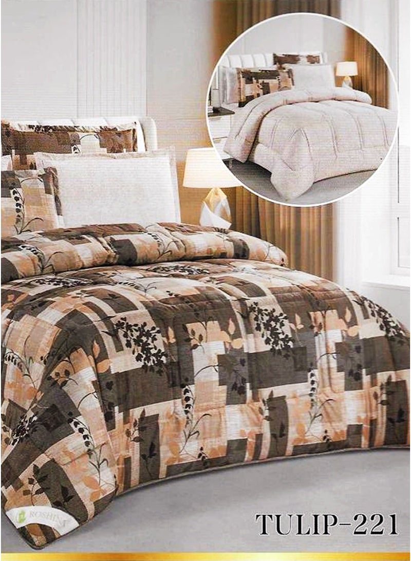 روشن طقم مفرش سرير (نفرين) 6 قطع – لحاف 240×260 سم مع شرشف سرير 200×200+30 سم بتصميم أنيق يمنح غرفتك لمسة فاخرة - Image 2
