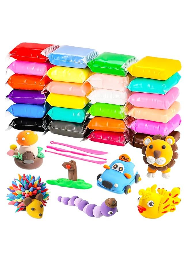 vGRASSP Super Light DIY Soft Creative Colorful Playing Clay Art & Craft Dry Clay Fun Toy Kit Children Educational Toy for Crafts Stress Relief Mud Toy for Kids Pack of 2