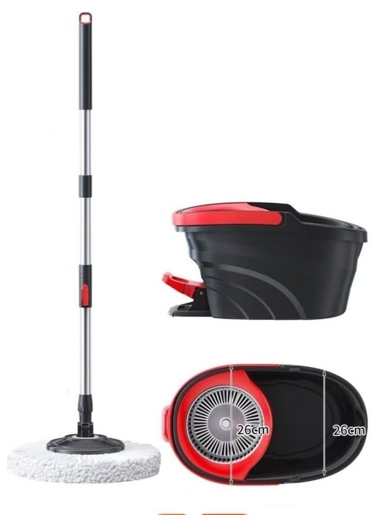 Festive Gallery Easy Wring & Clean spin mop & bucket set with foot pedal, 3-Piece Handle 130 cm Floor mop with spinning wringer, 2Piece Refill 100% Microfibre mop head Black ‎47 x 27 x 25 cm
