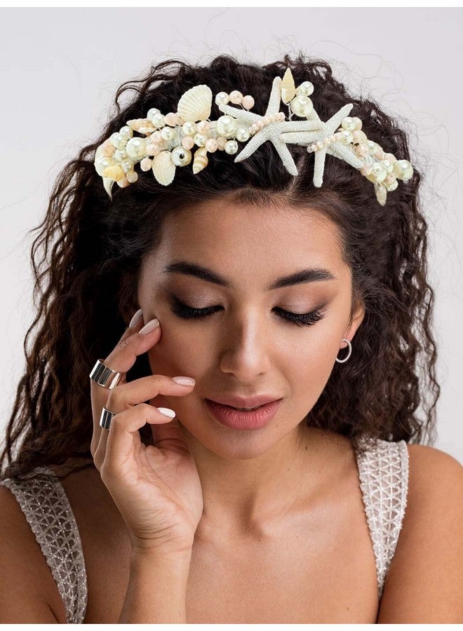 Unicra Nicra Silver Starfish Headband Silver Pearl Bridal Hair Band Sea Shell Hair Hoop Beach Wedding Hair Accessories For Women And Girls - Image 4