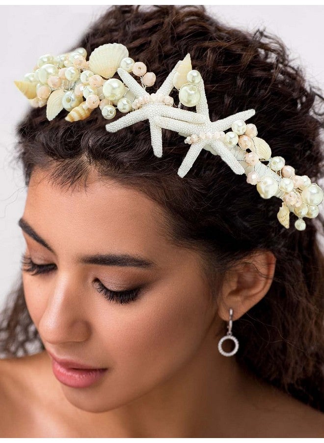 Unicra Nicra Silver Starfish Headband Silver Pearl Bridal Hair Band Sea Shell Hair Hoop Beach Wedding Hair Accessories For Women And Girls - Image 1