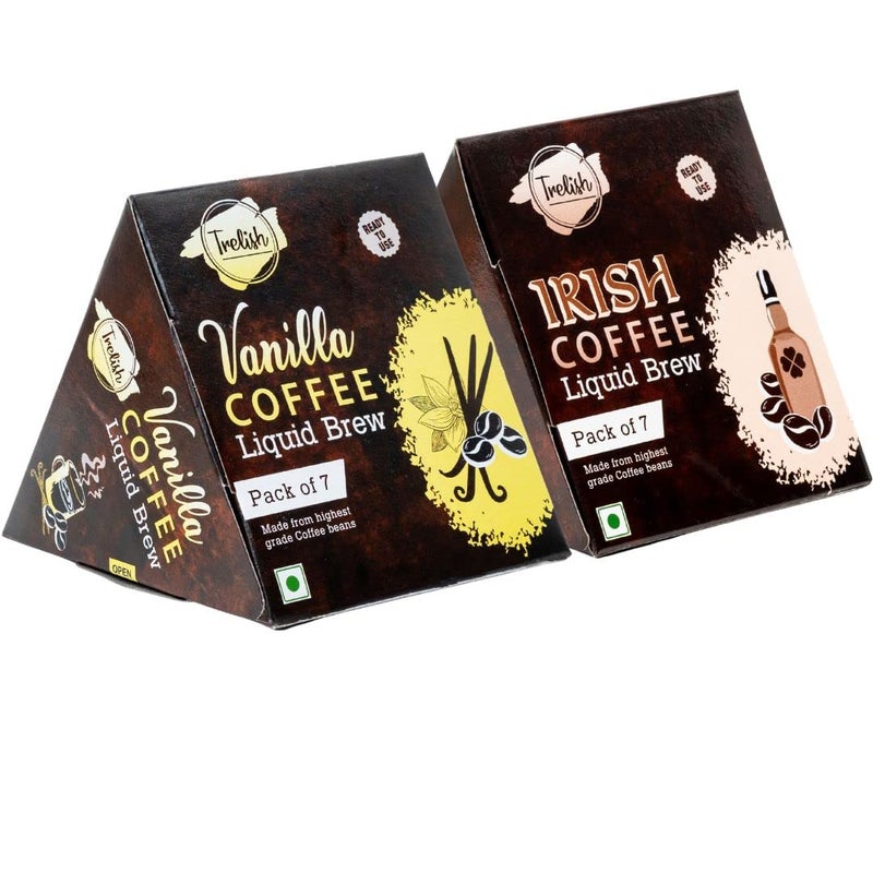 Trelish Coffee Vanilla Coffee And Irish Coffee | Instant Coffee Liquid | Makes 14 Cups | Just Add Milk/Water | Pack of 2 - Image 1