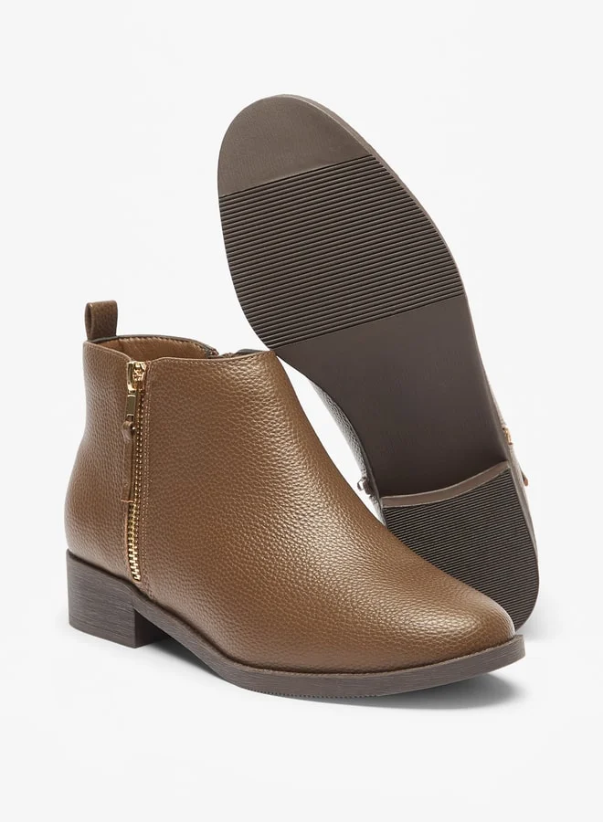 Flora Bella By Shoexpress Women's Textured Ankle Boots with Zip Closure