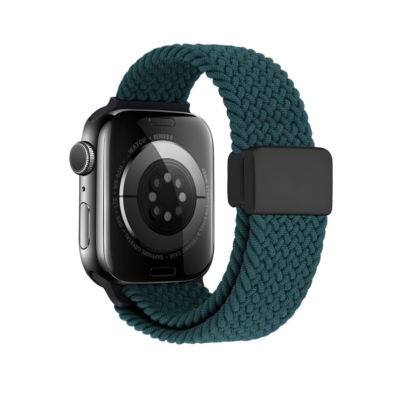erorex For Apple Watch 42Mm / 41Mm / 40Mm / 38Mm Magnetic Buckle Loop Woven Watch Band(Jungle Green) - Image 3
