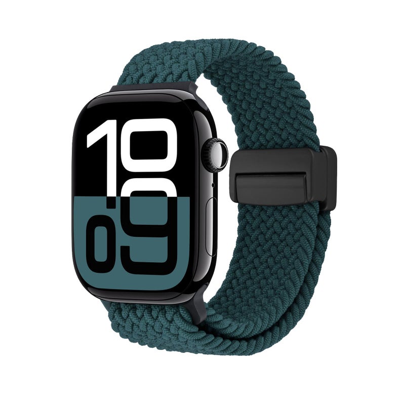 erorex For Apple Watch 42Mm / 41Mm / 40Mm / 38Mm Magnetic Buckle Loop Woven Watch Band(Jungle Green) - Image 2