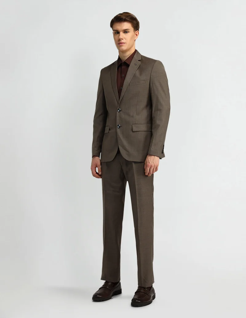 Arrow Brown Self-design Tailored Fit Suit for Men | Best Price UAE