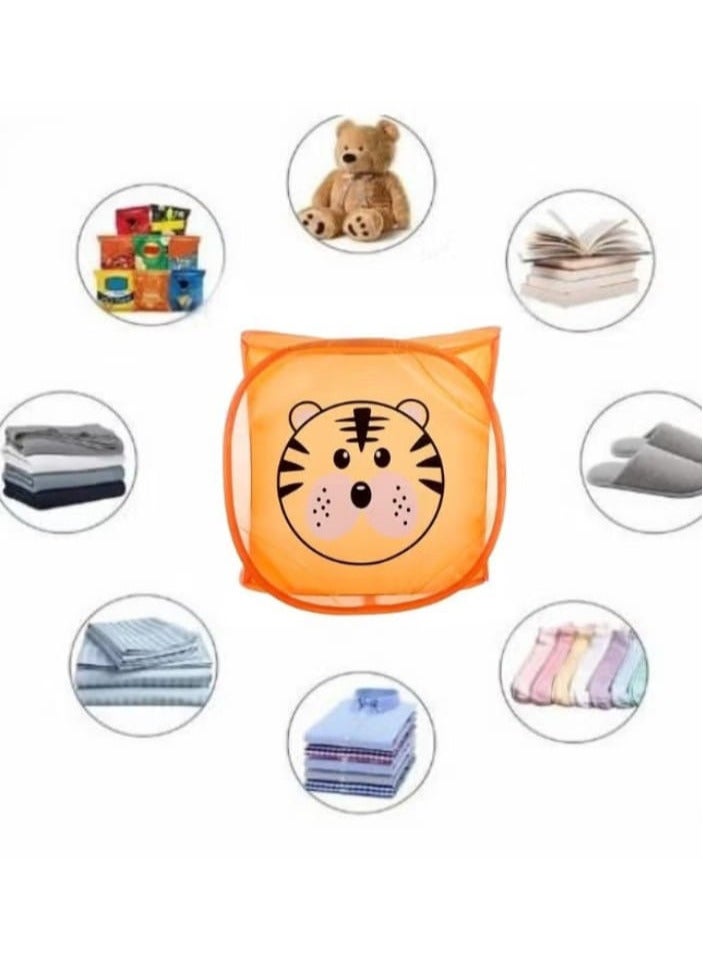 Multifunctional foldable organizing basket for toys and laundry - orange - Image 2