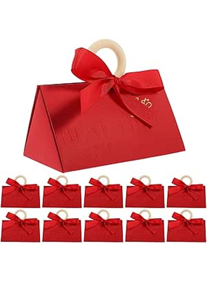 Small Red Candy Boxes With Lids 20 Pcs Portable Triangle Favor Boxes For Valentines Wedding Party Souvenirs - Image 1