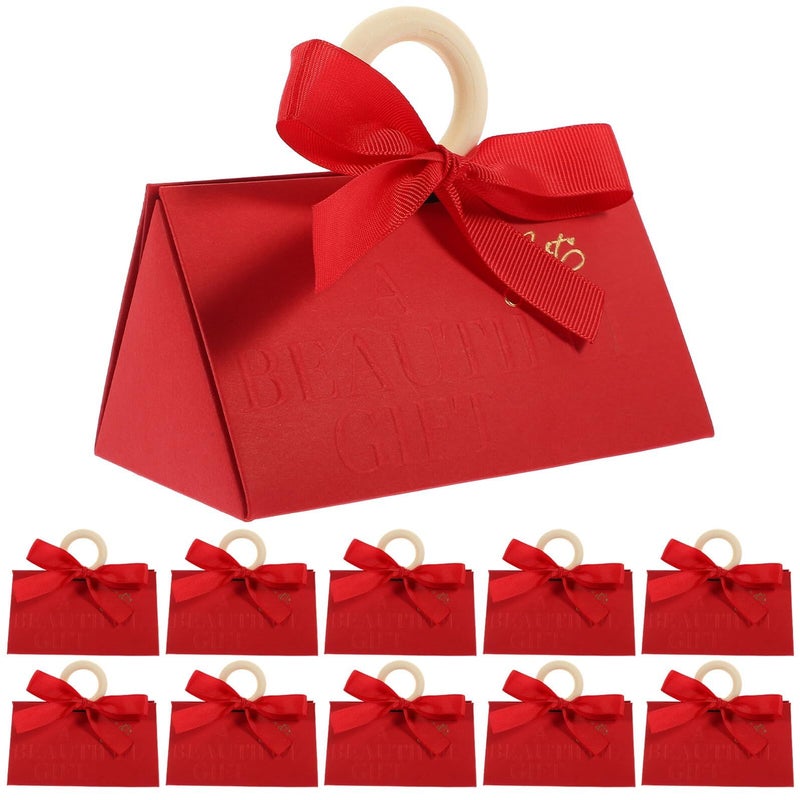 Small Red Candy Boxes With Lids 20 Pcs Portable Triangle Favor Boxes For Valentines Wedding Party Souvenirs - Image 2