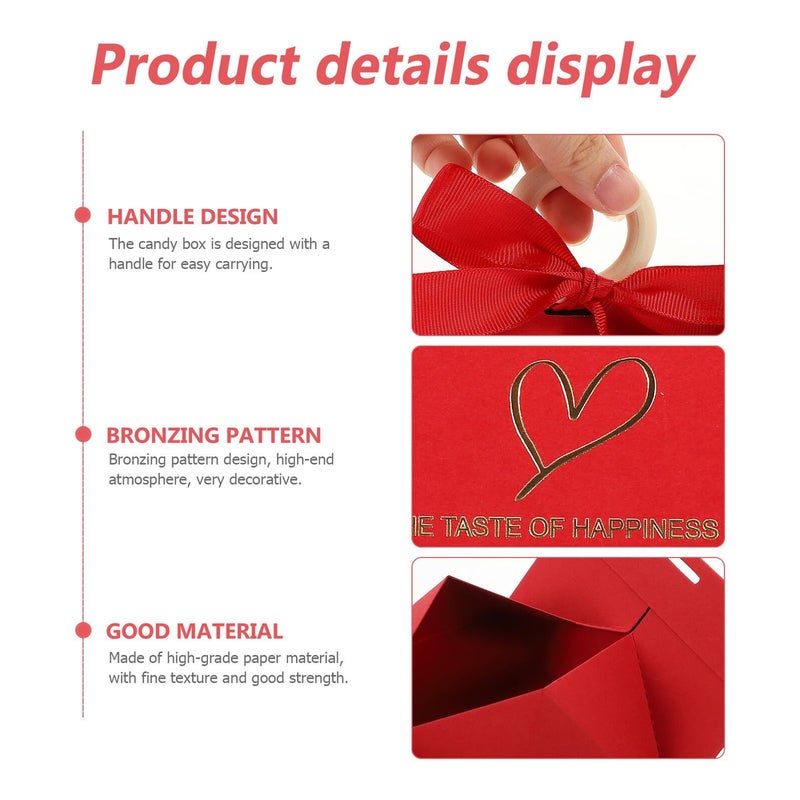 Small Red Candy Boxes With Lids 20 Pcs Portable Triangle Favor Boxes For Valentines Wedding Party Souvenirs - Image 4