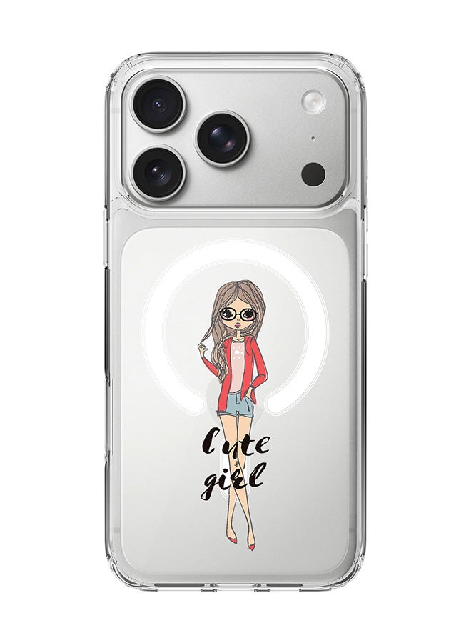 Stylizedd Classic Clear MagSafe Case for iPhone 17 Pro , Hybrid Soft Case Flexible Edges Anti Drop TPU PC Gel Thin Transparent Cover [ Designed for iPhone 17 Pro ] - Dreamer Cute Girl - Image 1