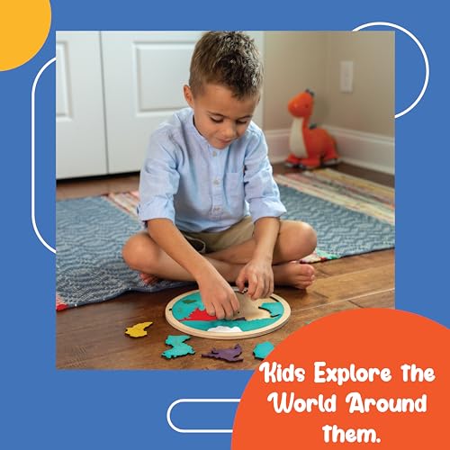 Ekoplay 7 Continents & 5 Oceans Wooden Puzzle for Kids Age 3+ | 21 Piece World Map Jigsaw Puzzle | Montessori Educational Geography Learning Toy for Boys & Girls | STEM Cognitive Puzzle - Image 4