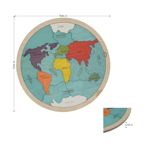 Ekoplay 7 Continents & 5 Oceans Wooden Puzzle for Kids Age 3+ | 21 Piece World Map Jigsaw Puzzle | Montessori Educational Geography Learning Toy for Boys & Girls | STEM Cognitive Puzzle - Image 2