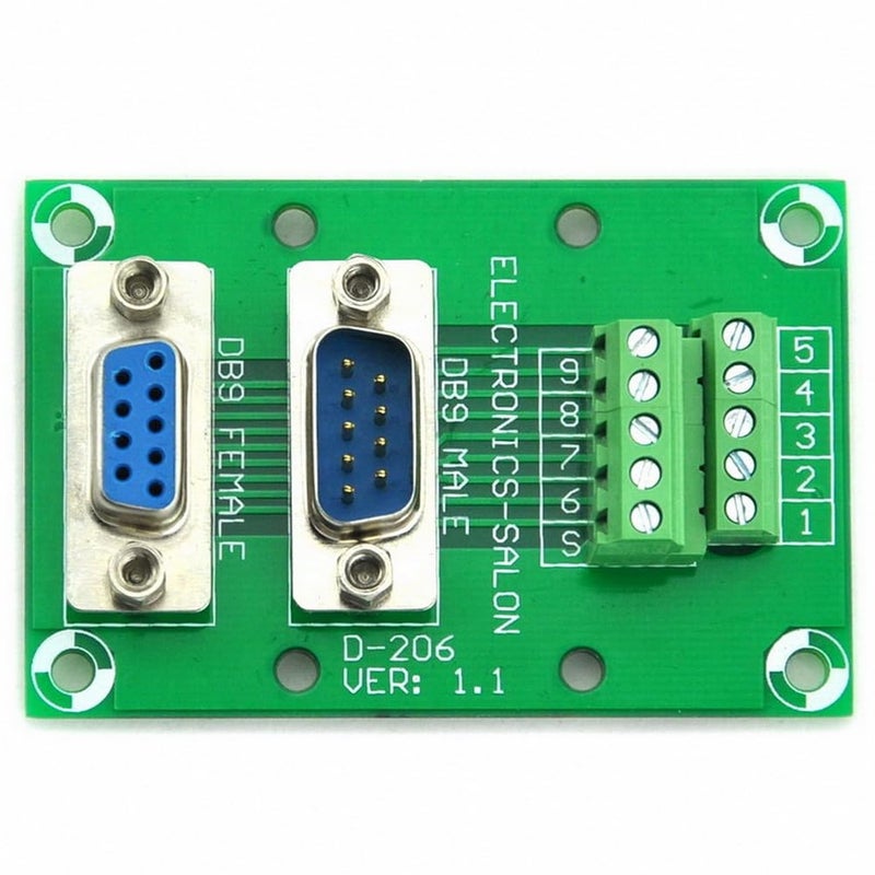 Electronics-Salon D-SUB DB9 Male/Female Header Breakout Board, DSUB Terminal Block Connector. - Image 1
