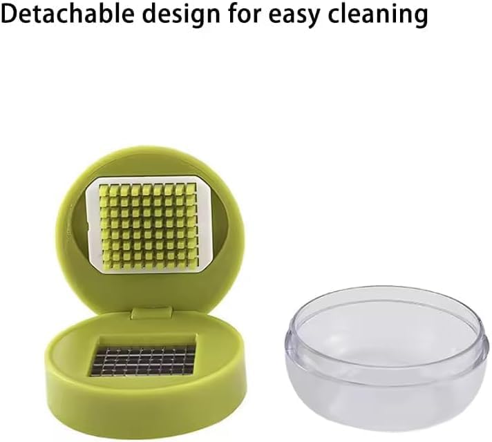 Emptycolor Mini Garlic Chopper and Press with Container, Manual Garlic Mincer Crusher Cutter Grinder, Stainless Steel Blades, Handheld Garlic Slicer Dicer Zoom Tool – Green - Image 4