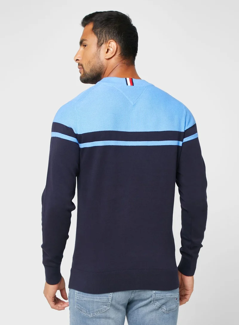 TOMMY HILFIGER Color Block Crew Neck Sweater
